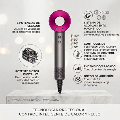 Secador de pelo profesional con cabezales imantados IonDry